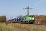 218 461-2 (AIXrail) mit einem Schotterzug in Ratingen Lintorf, 26. Februar 2026