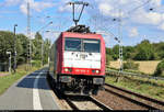 Zuckerzug mit 185 592-3 der Beacon Rail Leasing Limited, vermietet an die LTE Logistik- und Transport-GmbH (LTE), durchfährt den Hp Zscherben auf der Bahnstrecke Halle–Hann.