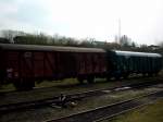 2 alte Reichsbahn Gterwagen im SEM Chemnitz   aufgenommen im April 2004
