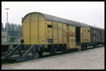 Zum Ende des vorigen Jahrhunderts fuhren noch einige Zirkusunternehmen mit der Bahn. Dazu gehörte auch der Zirkus Krone. Dieser transportierte Elefanten in speziellen Wagen. Nach der Entladung am 7.6.1988 stand ein solcher Wagen im Rangierbahnhof in Osnabrück.