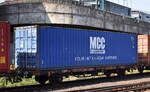 Zweiachsiger Containertragwagen der DB Cargo AG (D) mit der Nr.