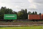 Eine Containertragwagen Sgnss Mitte August 2020 bei Fuchsreut.