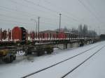 Containertragwagen Sggmrs 33 68 4953 594-1,am 14.Dezember 2012,in Bergen/Rgen.