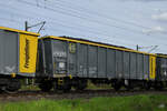 Ein offener Eamnos-Güterwagen (37 80 5840 391-6) war Anfang Mai 2021 in Lintorf zu sehen.