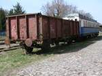 Der letzte Gterwagen von Usedom ist der Es 21 50 524 0394-0 und steht in Ahlbeck.Aufgenommen am 14.April 2013.