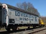 Der Historische Khlwaggon von Lwenbru, Baujahr 1943, steht am 19.03.2012 in Walheim.