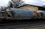 Ein Uacs am 03.02.2013 im Bahnhof Deutschenbora gegen 10:09 Uhr aufgenommen, eingestellt in einen Ganzzug , an der Verladeanlage des Zementwerkes Deuna , aufgenommen.
