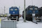 EGP 140 621-4 am 17.02.2026 in der in der HPA Lokservicestelle im Bahnhofsteil Hamburg Alte Süderelbe. Durch den Zaun fotografiert.