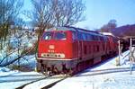 215 024 + 215 023, Heiligenhaus Hofermühle, 13.02.1983.
