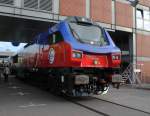 Die Power-Haul Lokomotive der Serie PH37ACai auf der InnoTrans 2012 am 23.09.2012.
Aussteller ist die GE Transportation.
