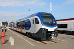 Die Fa. Stadler präsentiert am 24.09.2016 auf der InnoTrans in Berlin den Niederflurtriebzug für die niederländische NS Reizigers.
Die Triebzüge haben eine Antriebsleistung von 3000 kW und haben eine max. Geschwindigkeit von 160 km/h.
