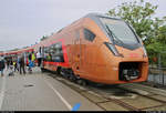 RABe 526 201-9 (Stadler FLIRT | TRAVERSO) der Schweizerischen Südostbahn AG (SOB) steht auf dem Gleis- und Freigelände der Messe Berlin anlässlich des  Tags des Eisenbahners  im Rahmen