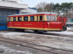 Da das Schweineschnäuzchen der Borkumer Kleinbahn im Winter keinen planmäßigen Einsatz hat, war es ein großer Zufall, dass der Triebwagen am 29.1.2026 im Freien vor der Werkstatt