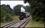 Am 16.08.2015 kam Dampflok  Borkum  in Höhe des Deichtores auf dem Weg zum Hafen um 14.15 Uhr mit einem Planzug daher.