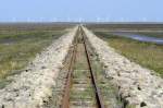 Die Halligbahn Nordstrandischmoor-Lüttmoorsiel im nordfriesischen Wattenmeer.