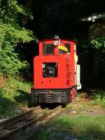 Der  Festungsblitz  umrundet die Festung Grauerort bei Stade auf 600mm-Gleisen. Stade, 2009-08-23.