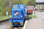 BERLIN, 01.05.2013, Parkeisenbahn Wuhlheide bei der Einfahrt in die Haltestelle S-Bahnhof Wuhlheide