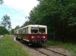Zug der Buckower Kleinbahn nahe dem Hp Waldsieversdorf.