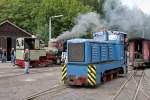 FGF Fahrtag mit Borgwardtreffen - 15.09.2013  --  Die LKM V 10 C hat den Zug zurckgebracht und fhrt nun erneut solo ins Tal.