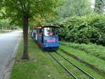 Der Grugabahnzug „Heimliche Liebe“ am 14.08.2020 in der Nähe vom Hp Mustergärten im Grugapark Essen.