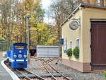 Parkeisenbahn Gera 312 399-8 am 31.10.2025 im Bf Wolfsgehege.