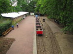 Blick von der Saalebrücke auf den Hauptbahnhof der Parkeisenbahn; 15.06.2016.