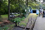Die Anschlussgleise zum Lokschuppen der Parkeisenbahn Vatterode, am 30.09.2023 im Bahnhof Mansfeld Schleife.