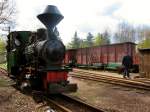 600mm-Dampflok ser Waldeisenbahn Muskau, hier in Weiwasser, Aufnahme vom Mai 2006