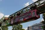 Wuppertaler Schwebebahn Gtw 11  VELTINS FASSBrause  am 02.07.2014 in Wuppertal Barmen.