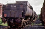 Tenderansicht der DR-Rekolok 52 8194 am 16.04.1994 in der Dampfloksammlung Falz in Basdorf.
