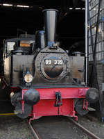 Die Dampflokomotive 89 339 wurde 1901 in der Maschinenfabrik Esslingen gebaut. (Eisenbahnmuseum Darmstadt-Kranichstein, September 2019)
