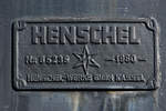 Herstellerschild auf dem Klimaschneepflug 44  Mainz 6408 , welcher Mitte September 2019 im Eisenbahnmuseum Darmstadt-Kranichstein ausgestellt war.