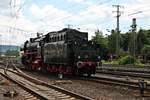 Durchfahrt am 18.06.2016 von 01 150, nachdem sie nach den Führerstands Mitfahrten in Richtung Rangierbahnhof für die Fahrzeugparade des Sommerfest vom DB Museum in Koblenz Lützel.