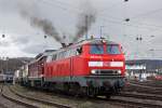 Die 218 217-8 beim rangieren in Koblenz-Ltzel am 04,04,10