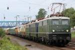 Das DB Museum Koblenz Ltzel durchfhrt Duisburg Groenbaum mit der ziehenden E40 128, E41 001, 110 348-0, 113 311-5, 217 014-0, einer Nohab der Luxemburger und smtlichen Wagen am 19.06.2011 Gru an den Tf und der Crew!