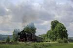 Die 52 fuhr heute (04.06) anlässig der Dampfloktage durch die Schiefe Ebene in Marktschorgast.