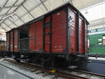 Dieser Mitte August 2020 im Verkehrszentrum des Deutsches Museums München ausgestellte gedeckte Güterwagen  13 685  der Bauart Magdeburg stammt aus dem Jahr 1905.