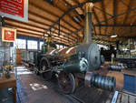 Die Dampflokomotive  Beuth  wurde im Jahre 1842 bei Borsig gebaut. Hier zu sehen ist jedoch ein Nachbau von 1912. (Deutsches Technikmuseum Berlin, April 2018)
