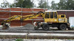 Ein Zweiwegebagger Atlas 1604K Mitte September 2018 im Eisenbahnmuseum Bochum-Dahlhausen.