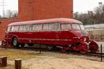 Schienen-Straßen-Bus BS 300 (Schi-Stra-Bus)im Eisenbahnmuseum Bochum Dahlhausen, März 2025.