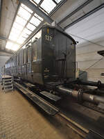 137  Königsberg  ist ein im Jahr 1912 gebauter preußischer Abteilwagen der 1. und 2. Klasse der Bauart AB3 pr.10a/218. (Eisenbahnmuseum Bochum, April 2025)