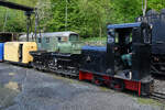 Die Feldbahnlokomotive 36107 vom Typ OMZ 117 F aus dem Jahr 1941 zog Mitte April 2026 einen Zug durch den hinteren Teil des Eisenbahnmuseums in Bochum.
