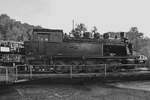 Die Dampflokomotive Hibernia 41-E wurde 1942 als  Typ Bochum  bei Henschel gebaut und wird hier Mitte April 2026 auf der Drehscheibe des Eisenbahnmuseums in Bochum präsentiert.