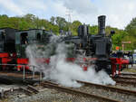Die 1922 bei Henschel & Sohn gebaute Dampflokomotive Niedersachsen wurde im April 2026 zum Rangieren auf der Drehscheibe des Eisenbahnmuseums Bochum genutzt.
