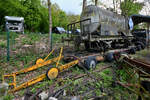 Dieser mit einem Kesselwagen beladene Stra�enroller der Bauart Culemeyer, Typ R 40 H wurde 1943 gebaut. (Eisenbahnmuseum Bochum, April 2026)