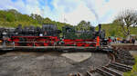 Die bei Henschel gebauten Dampflokomotiven 146 BLE, Baujahr 1941 und Niedersachsen, Baujahr 1922 befinden sich gemeinsam auf der Drehscheibe des Bochumer Eisenbahnmuseums. (April 2026)