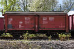 Der 1964 bei SEAG gebaute Schiebewandwagen mit �ffnungsf�higem Dach (Tims / 01 80 577 2 362-7) war Mitte April 2026 als Teil der Ausstellung des Bochumer Eisenbahnmuseum zu sehen.