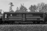 Dieser Schiebedach-/Schiebewandwagen der Gattung Tbis 870 (DHE 7, 21 80 571 8 464-8) ist Teil der Ausstellung im EIsenbahnmuseum Bochum.