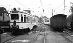 OEG 1981__Museumsfahrzeuge in Viernheim__Außer dem OEG Halbzug 45/46 ist (hinter den G-Wagen) der Darmstädter Tw 67 von 1926 [Gastell, Mainz] zu sehen, der 1977 zur DGEG
