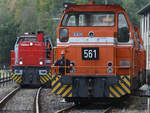 Die Diesellokomotiven MaK DE 502  561  und Mak G 1206 Mitte September 2018 in Bochum.